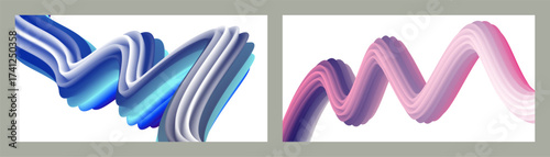 Abstract volumetric background. Cords. set of two illustrations. Toothpaste in a tube. Minimalism. Creative modern background..