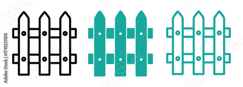 Illustration of a wooden fence, depicting a classic boundary marker with vertical pickets and horizontal rails, commonly used for enclosure and decoration