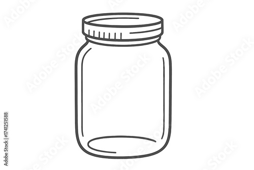 Glass jar vector icon. Mason jar line art illustration. Empty canning jar for jam, preserves, or pickles. Kitchenware container for food storage. Homemade concept.
