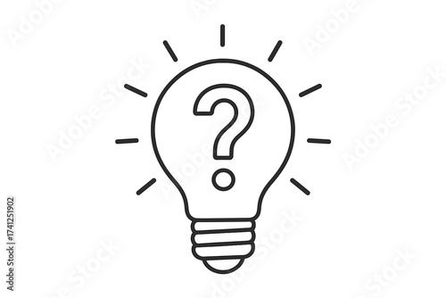 Lightbulb question mark line icon. Concept of problem solving, searching for a solution, brainstorming and query. Vector illustration of a creative idea, mind, thinking, doubt, faq symbol.