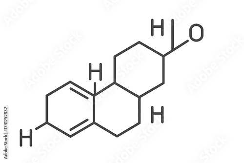 Thin line vector icon of estrogen molecular structure, chemical formula with transparent background, steroid hormone illustration, scientific diagram, molecular biology symbol