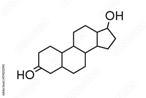 Estrogen molecular structure vector illustration, thin line chemical formula, transparent background, hormone steroid compound, female endocrine system, scientific vector graphic