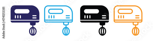 Electric hand mixer icon set for baking tools Vector
