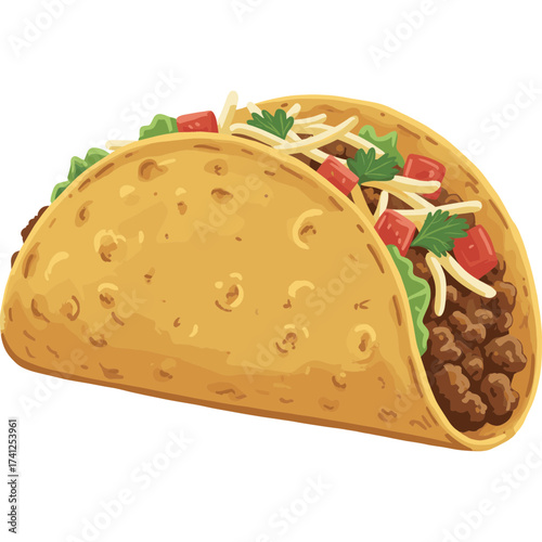Mexican Tacos Vector Icon with Transparent Background
