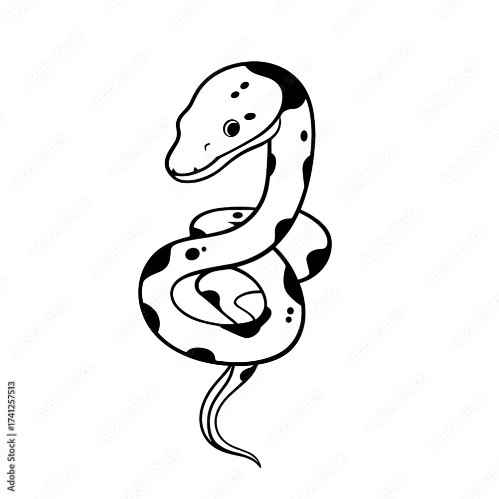 Fototapeta premium Boa Constrictor. Boa Constrictor simple black and white line art vector logo