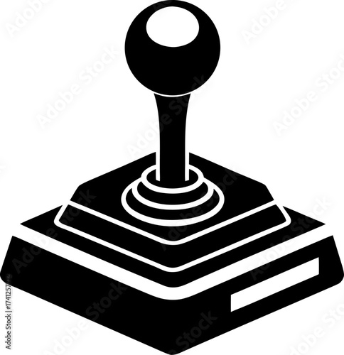 Joystick silhouette  vector black , white background 