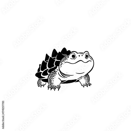 Snapping Turtle. Snapping Turtle simple black and white line art vector logo