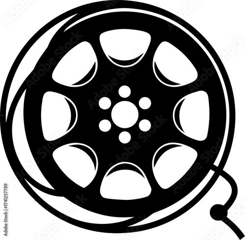  reel silhouette  vector black , white background