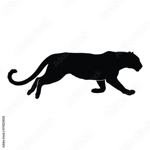 Silhouette of a running panther elegant powerful animal black graphic design creature silhouette silhouette