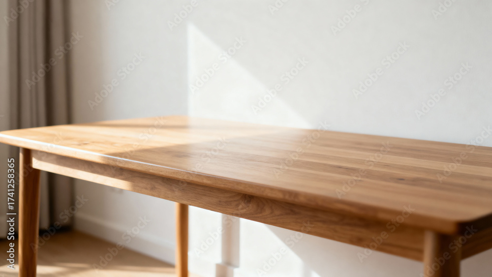 Fototapeta premium Wooden table in sunlight