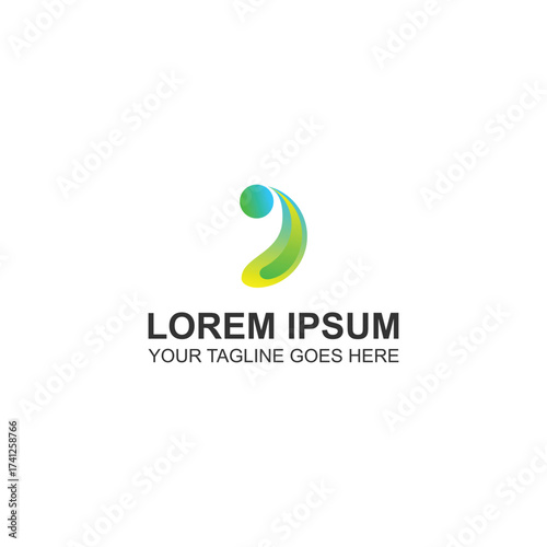 Gradient Letter J Logo Design in Green and Blue With Creative Illustration