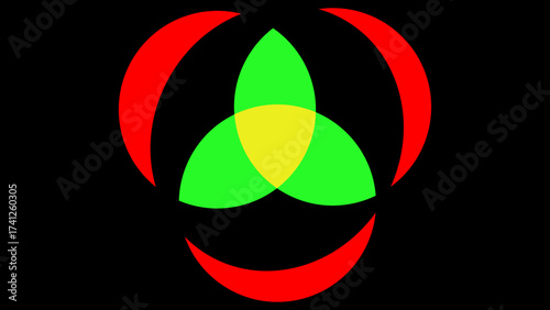 Abstract Geometric Overlapping Circles  Triadic Red Green Yellow