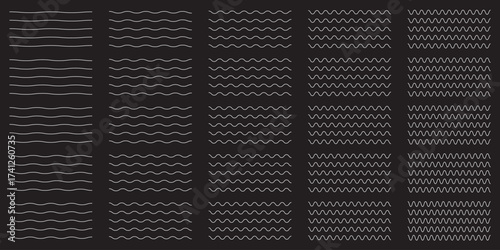 Wave line and wavy zigzag lines. Red underlines wavy curve zig zag line pattern in abstract style. Wave zigzag line simple thin to thick element decor design vector or single ripple curve zig zag wigg