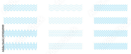 Wave line and wavy zigzag lines. Black underlines wavy curve zig zag line pattern in abstract style. Geometric decoration element. Vector illustration.