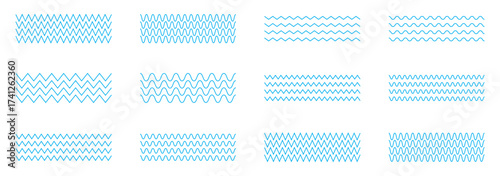 Wave line and wavy zigzag lines. Black underlines wavy curve zig zag line pattern in abstract style. Geometric decoration element. Vector illustration.