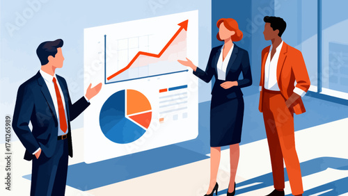 Business team reviewing growth charts