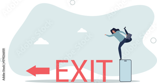 Reduce mobile screen time, digital detox, exit from virtual social media and live your real life concept.life and employment of people.