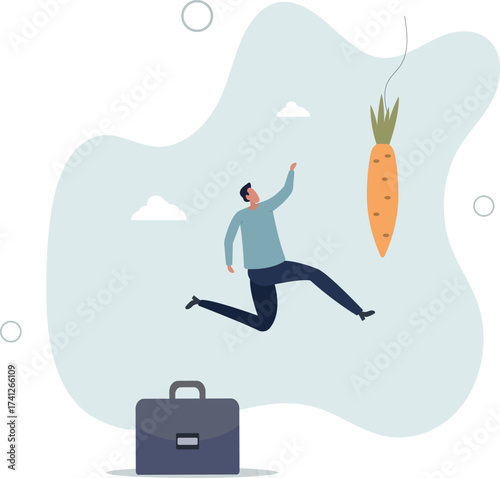Motivation and incentive to motivate employee, reward or trick to influence people or manipulation concept.life and employment of people.