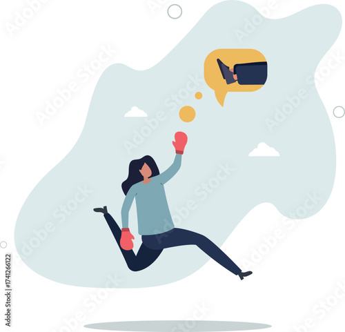 Woman rights, gender inequality fight back, business winning victory concept.life and employment of people.
