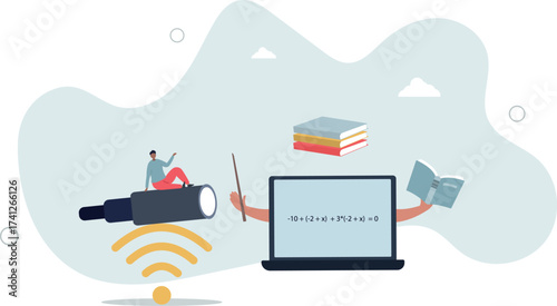 Online e-learning, teaching via internet course or study online at home in Coronavirus COVID-19 outbreak concept.life and employment of people.