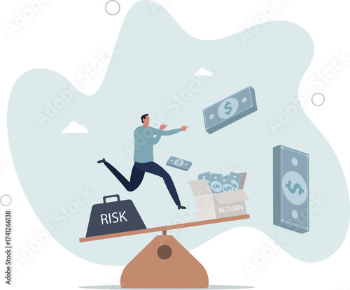 Investment high risk high expected return, investor risk appetite in securities and investment asset to get high reward concept.life and employment of people.