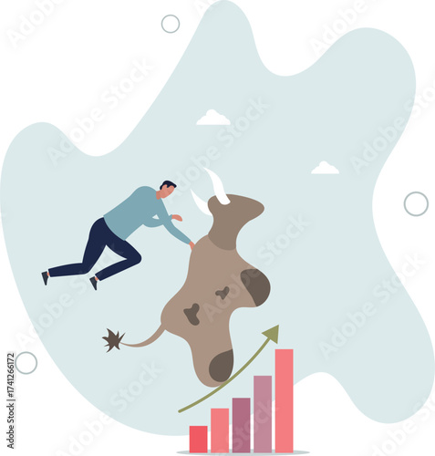 Stock market bull market, financial asset value and price rising up, investor and trader gain more profit concept.life and employment of people.