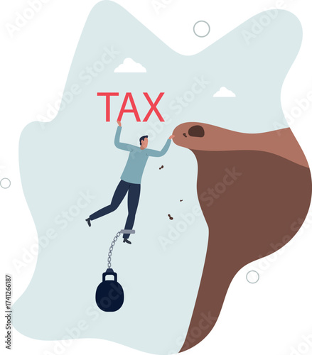 Salaryman income tax payment, government tax, debt, fee obligation to pay concept.life and employment of people.