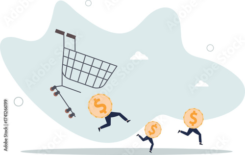 Over spending, consumerism or payment for expensive shopping cost causing debt and financial problem concept.life and employment of people.