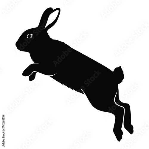 Dynamic silhouette of a rabbit leaping in mid-air capturing the essence of wildlife movement silhouette