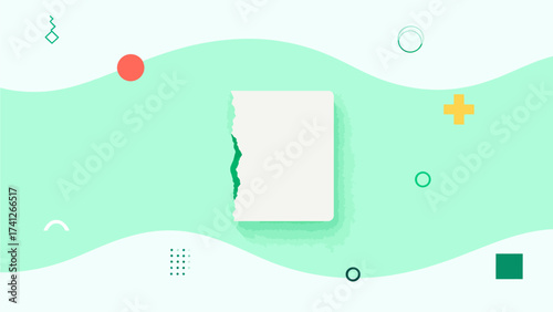 Abstract geometric shapes on wavy background