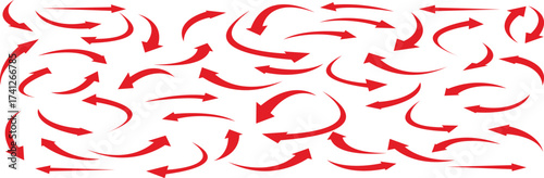 	
Set of vector curved arrows hand drawn. Set of red vector arrows isolated on white background .