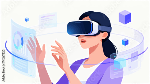 Woman using virtual reality headset