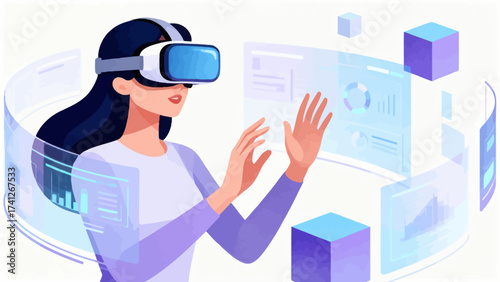 Woman using virtual reality headset