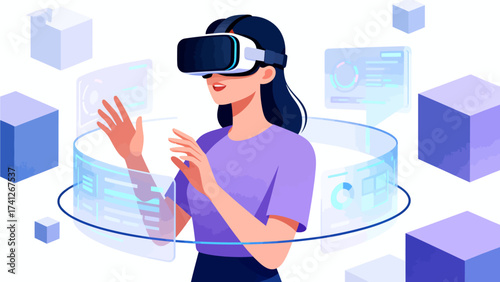Woman using virtual reality headset