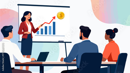 Business presentation with growth chart