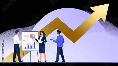 Business team reviewing growth charts