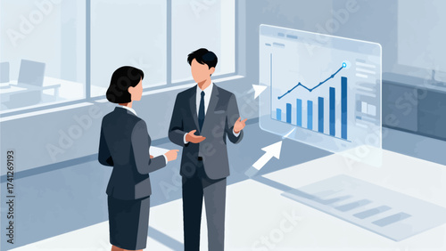 Business people discussing data chart