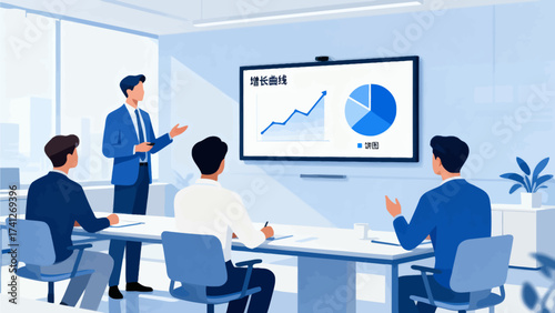Business presentation in modern office