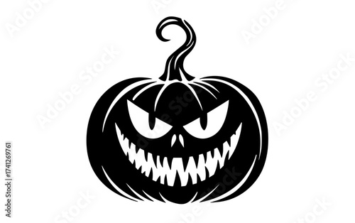 a black and white silhouette of a halloween pumpkin with an angry faceblack, face, halloween, halloween pumpkin, illustration, mouth, pumpkin 