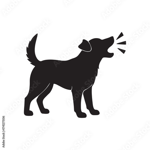 a dog barking black silhouette isolated on white background