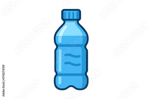 Water bottle vector icon. Plastic bottle of pure mineral water cartoon illustration. Hydration and refreshment concept. Healthy lifestyle symbol. Aqua drink for fitness and sport.
