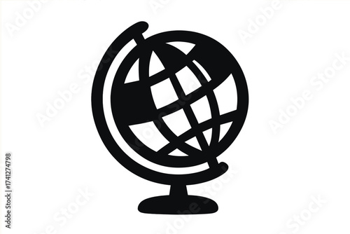 Globe icon vector silhouette. World map symbol for travel, business, and education. Earth planet sign for global communication and network concepts. Geography illustration.