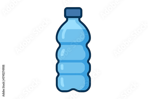 Plastic water bottle icon. Vector cartoon illustration in a simple flat style. Concept for hydration, refreshment, healthy lifestyle, drink, recycling, and disposable container.
