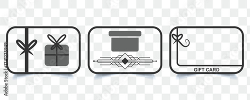 Gift card icon in black modern and lines and solid