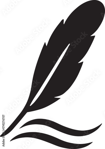 Curved feather silhouette flowing in the wind, perfect for nature, art, and design themes.