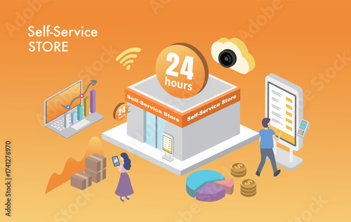 Concept of unmanned stores, smart shops
