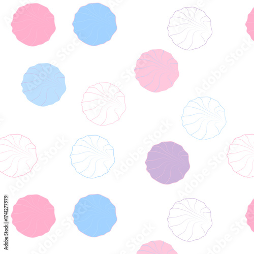 Seamless pattern with pastel marshmallow candy, cute sweet dessert background, vector illustration for textile, wrapping paper, wallpaper and kids design.