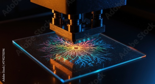 Atomic Force Microscope Imaging Colorful Fractal Pattern on Glass Surface