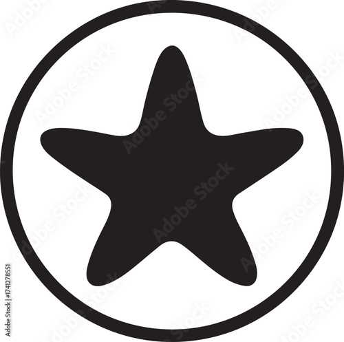 Starfish silhouette inside a circular badge design, perfect for beach or marine themes.