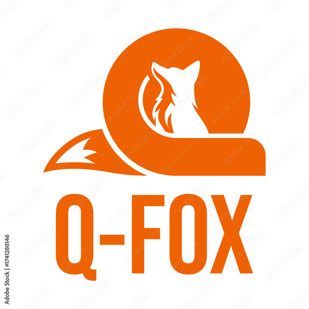 Fototapeta premium q letter fox flat minimalist logo design